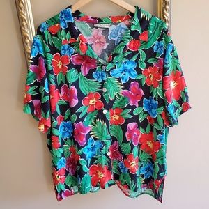 Vintage Hawaiian Floral Tee sz XL